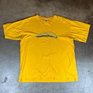 Vintage 90s Yellow Adidas tee with bold graphic design Men's Size: L